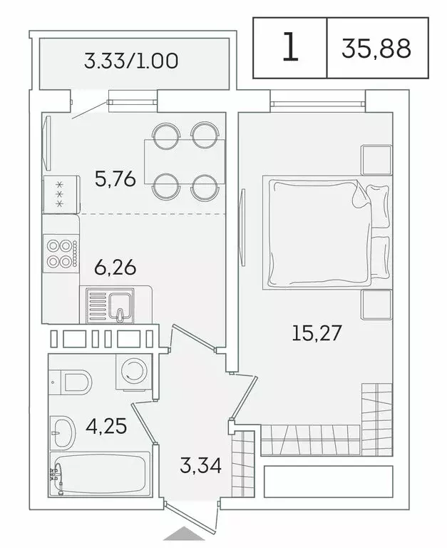 1-комнатная квартира: Мурино, Графская улица, 6к4 (34.9 м) - Фото 0