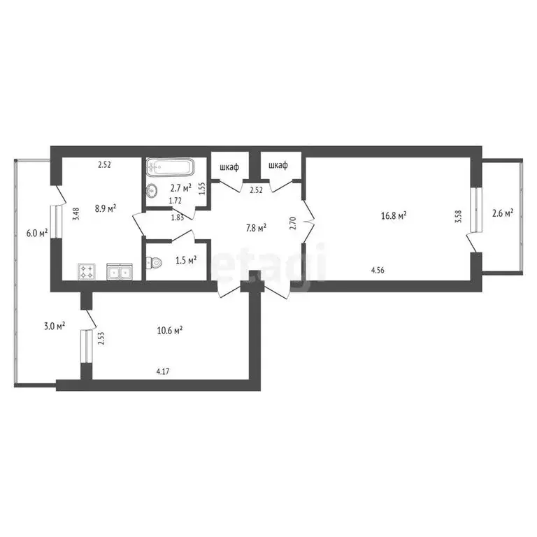 2-комнатная квартира: Черноморское, Рыбацкая улица, 34 (49.1 м) - Фото 1