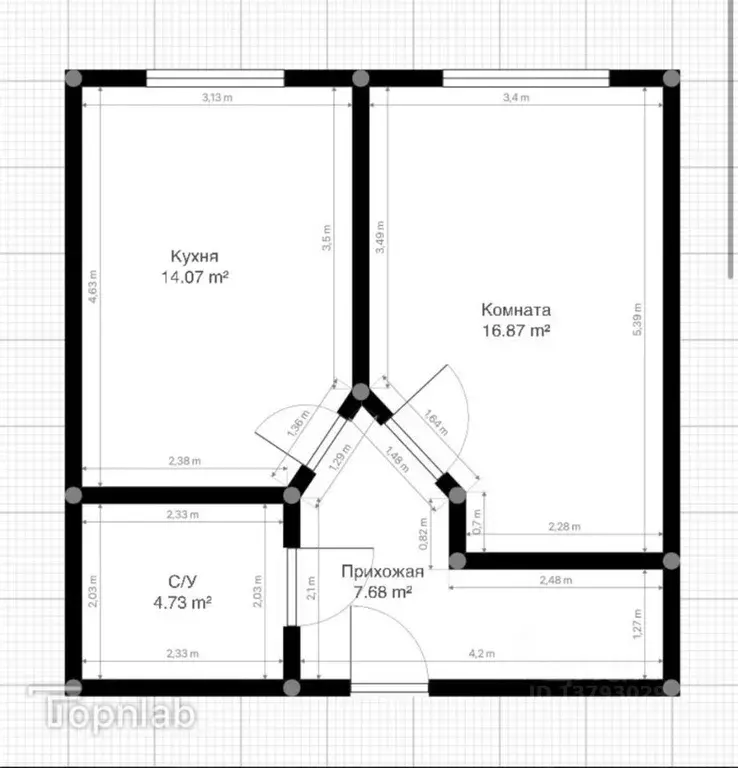 1-к кв. Кабардино-Балкария, Нальчик ул. Тарчокова, 35 (44.2 м) - Фото 2