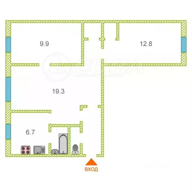 3-к кв. Тюменская область, Тюмень Холодильная ул., 132 (55.0 м) - Фото 1