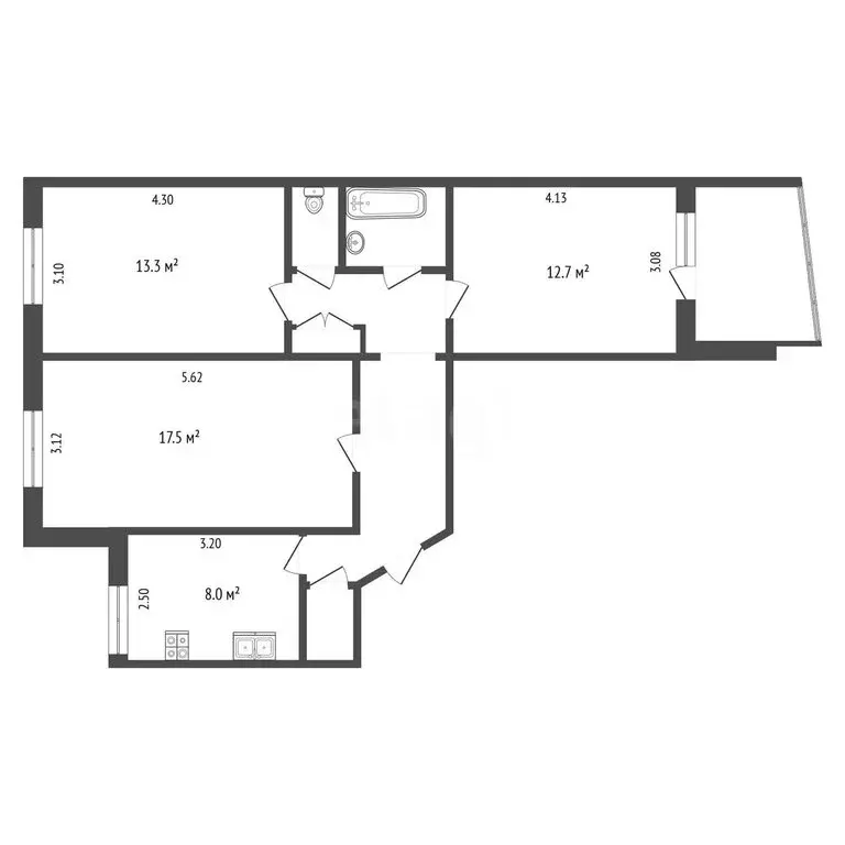 3-комнатная квартира: Тюмень, проезд Стахановцев, 6 (66.5 м) - Фото 1