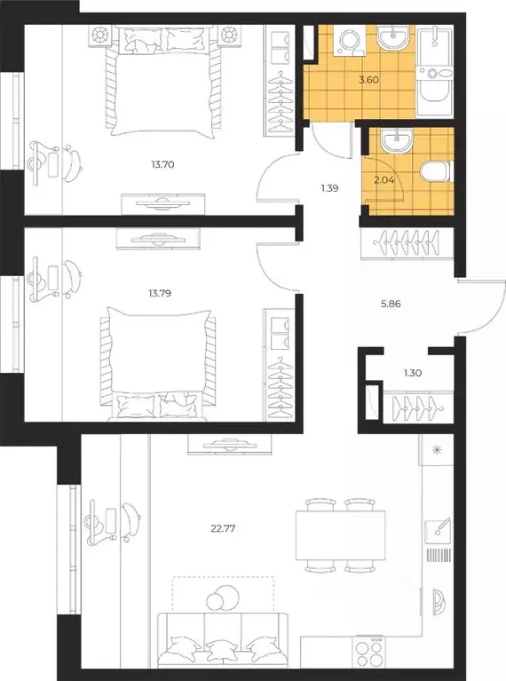 2-к кв. Сахалинская область, Южно-Сахалинск  (64.45 м) - Фото 1