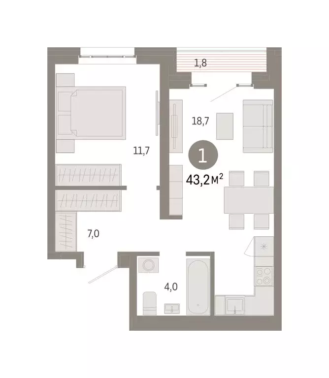 1-комнатная квартира: Москва, жилой комплекс Квартал Метроном (43.2 м) - Фото 0