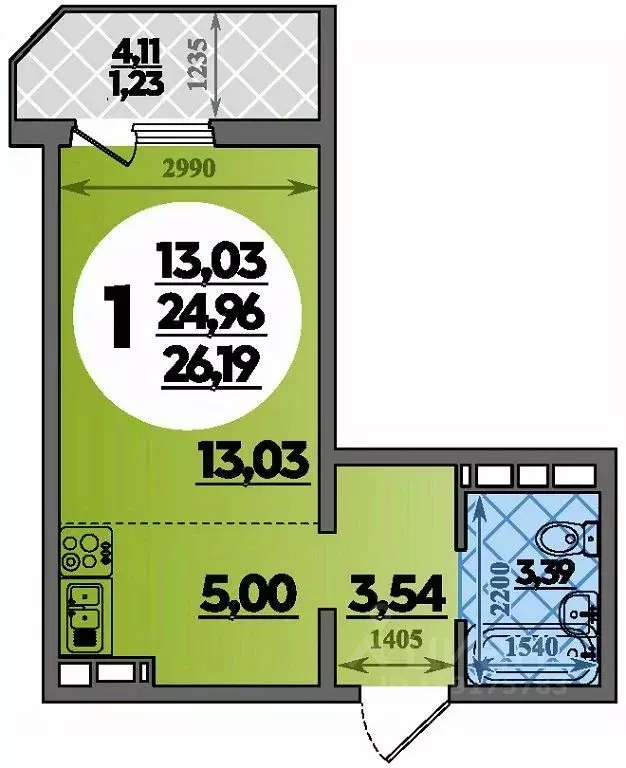 Студия Краснодарский край, Краснодар пос. Березовый, ул. Имени ... - Фото 1