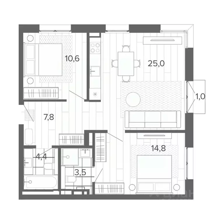 3-к кв. Алтайский край, Барнаул тракт Змеиногорский, 35Б (67.1 м) - Фото 0