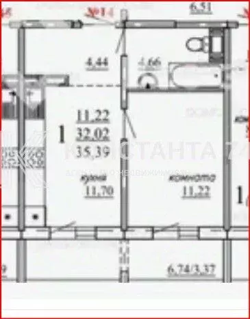 1-к кв. Челябинская область, Челябинск ул. 2-я Эльтонская, 44 (32.1 м) - Фото 2