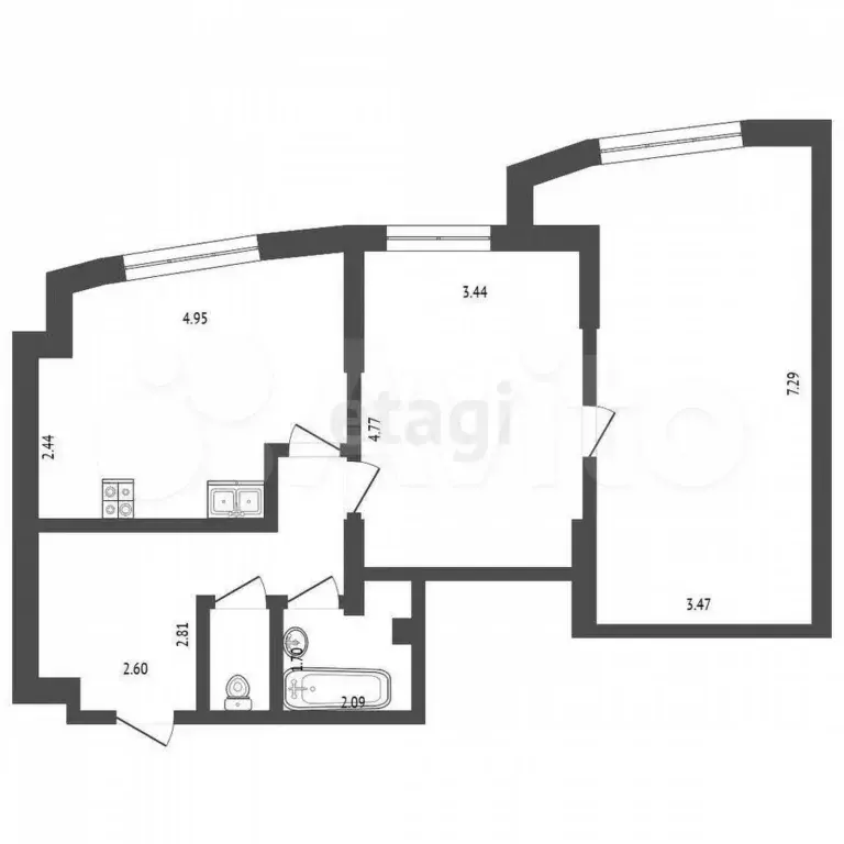 2-к. квартира, 74 м, 21/22 эт. - Фото 0