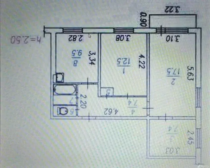 3-к кв. Кемеровская область, Новокузнецк ул. Павловского, 10 (58.6 м) - Фото 2