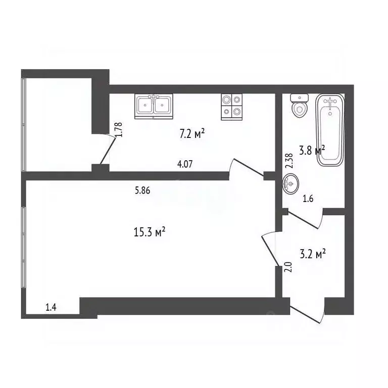 1-к кв. Севастополь ул. Челюскинцев, 57/2 (30.0 м) - Фото 2