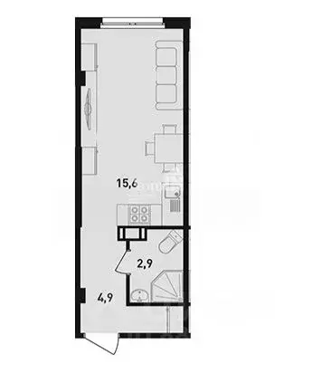 Студия Ленинградская область, Мурино Всеволожский район, ул. Шоссе в ... - Фото 2