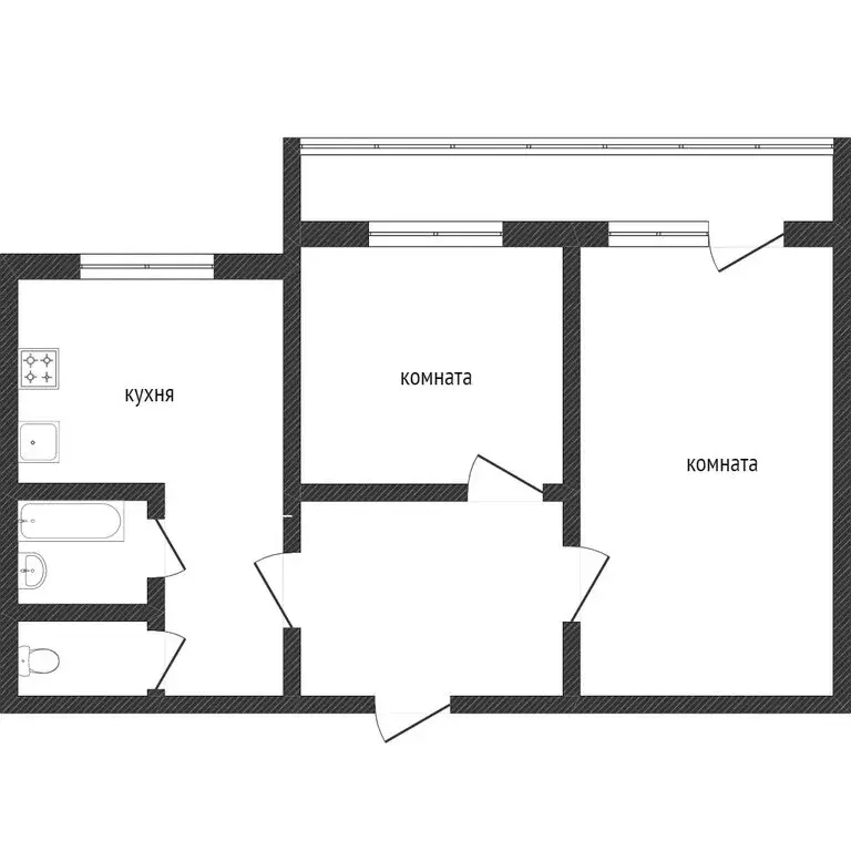 2-комнатная квартира: Белгород, улица Губкина, 31 (44.4 м) - Фото 1