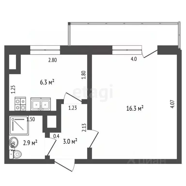 1-к кв. Крым, Симферополь ул. Миллера (30.5 м) - Фото 0