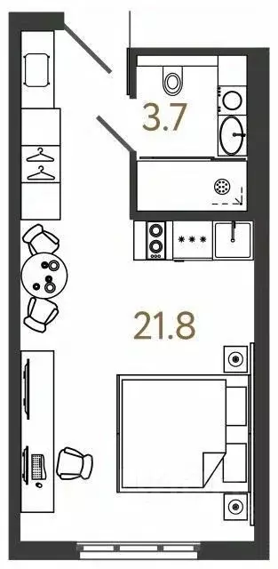 Студия Санкт-Петербург Ташкентская ул., 6к2 (26.0 м) - Фото 1