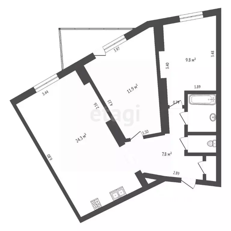 2-к кв. Коми, Сыктывкар Интернациональная ул., 166 (58.5 м) - Фото 1