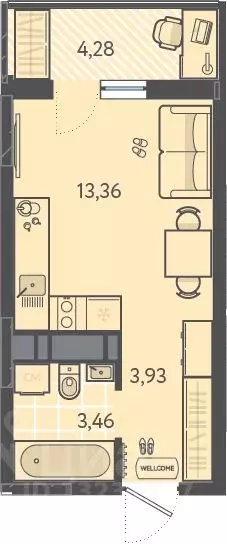 Студия Краснодарский край, Краснодар ул. Им. Александра Гикало, 11к1 ... - Фото 1