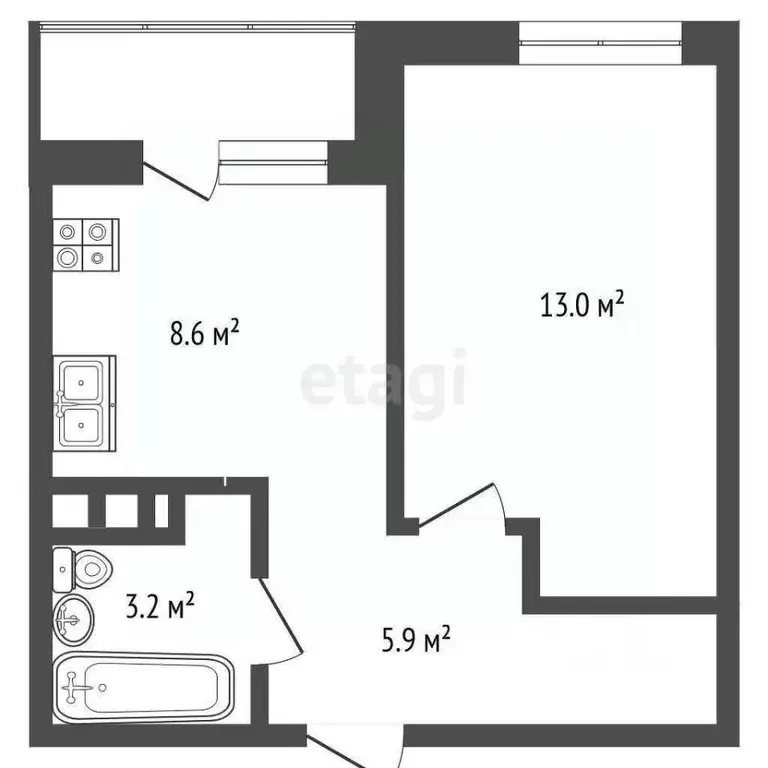 1-к кв. Архангельская область, Архангельск Советская ул., 2 (30.7 м) - Фото 2
