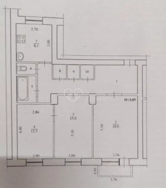 3-к кв. Волгоградская область, Волгоград ул. Генерала Гуртьева, 3 ... - Фото 2