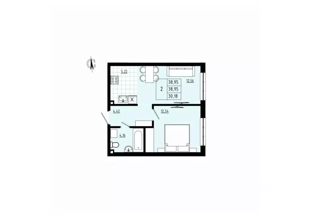 1-к кв. Белгородская область, Новый Оскол Новоселовка мкр,  (38.95 м) - Фото 1