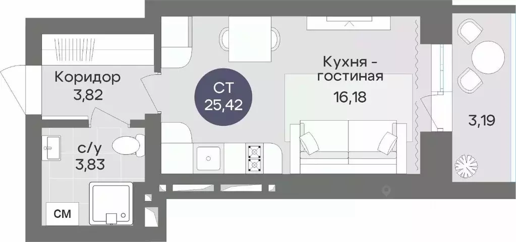 Студия Новосибирская область, Новосибирск Академгородок мкр, ул. ... - Фото 0