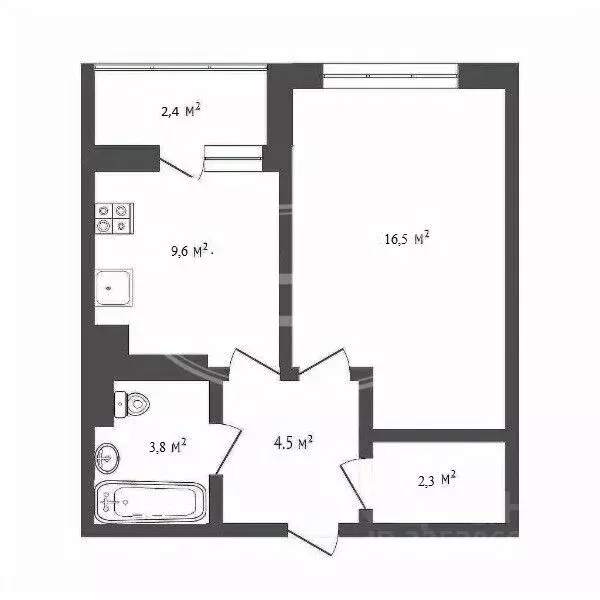 1-к кв. Калининградская область, Калининград ул. Каблукова, 11 (36.7 ... - Фото 1