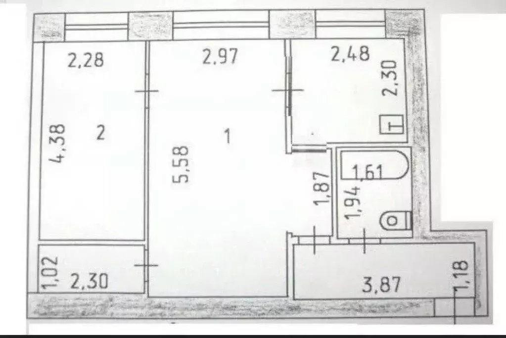 2-к кв. Татарстан, Казань ул. Гагарина, 73а (40.3 м) - Фото 2