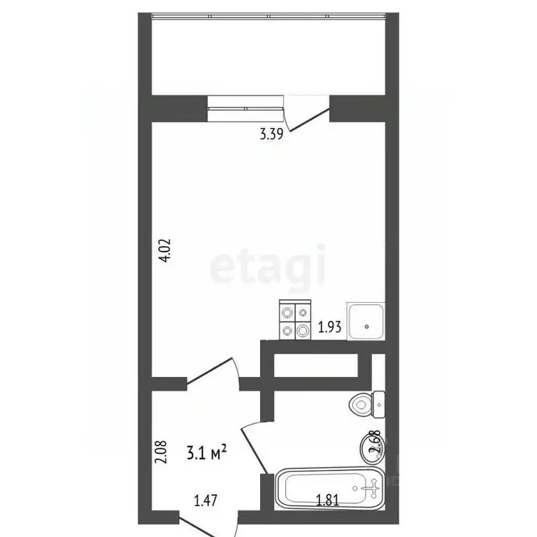 Студия Тюменская область, Тюмень ул. Газопромысловая, 8 (23.0 м) - Фото 2