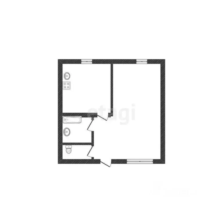 1-к кв. Белгородская область, Валуйки Локомотивная ул., 7 (35.5 м) - Фото 2