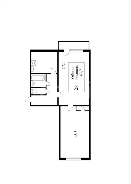 2-комнатная квартира: Мыски, улица Серафимовича, 6А (43 м) - Фото 1