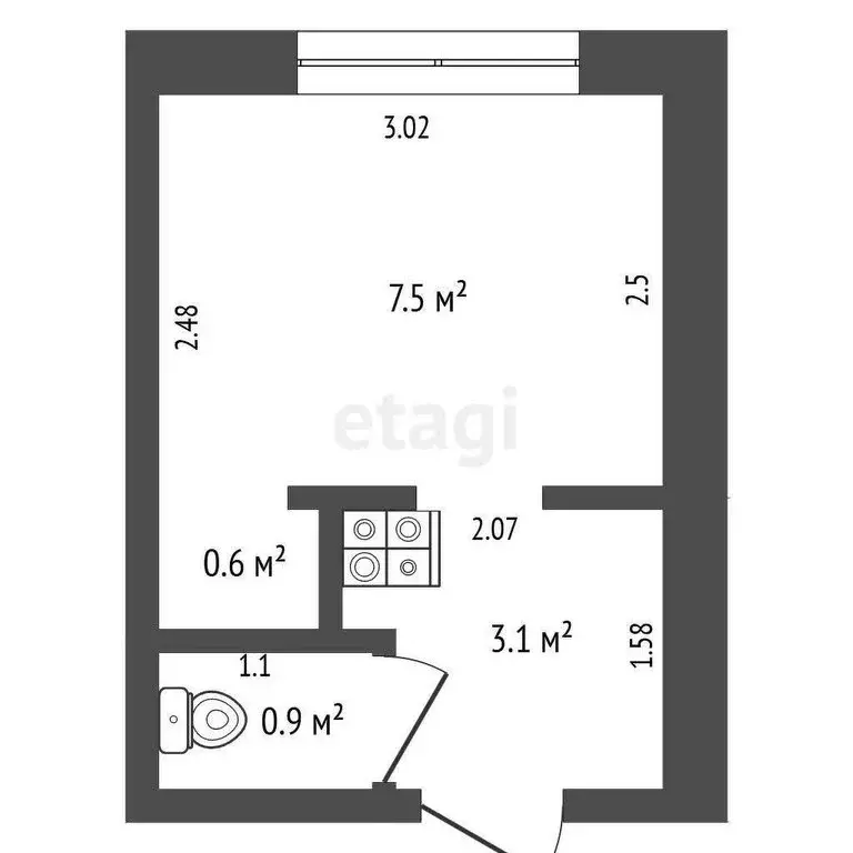 Квартира-студия: Стерлитамак, улица Дружбы, 36А (12.1 м) - Фото 1