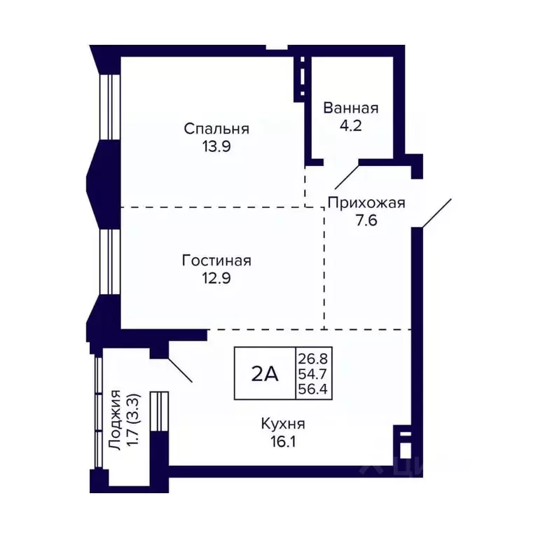 2-к кв. Новосибирская область, Новосибирск ул. Фрунзе, с1 (56.4 м) - Фото 0