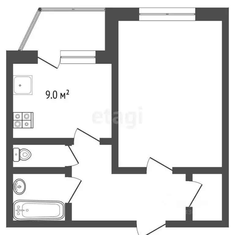 1-к кв. Ханты-Мансийский АО, Сургут Быстринская ул., 22 (42.8 м) - Фото 1