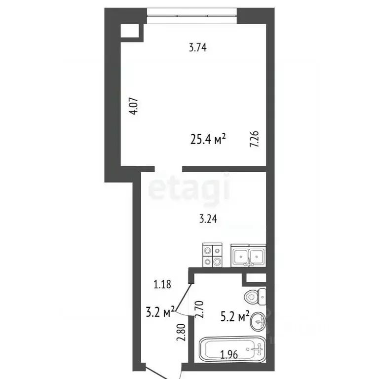 Студия Ямало-Ненецкий АО, Новый Уренгой Строителей мкр, 7/2 (33.8 м) - Фото 2