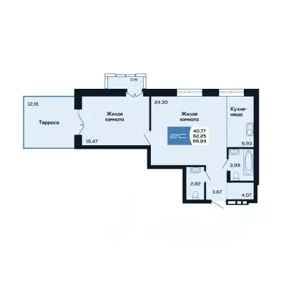 2-к кв. Новосибирская область, Новосибирск ул. Титова, 48 (66.84 м) - Фото 0