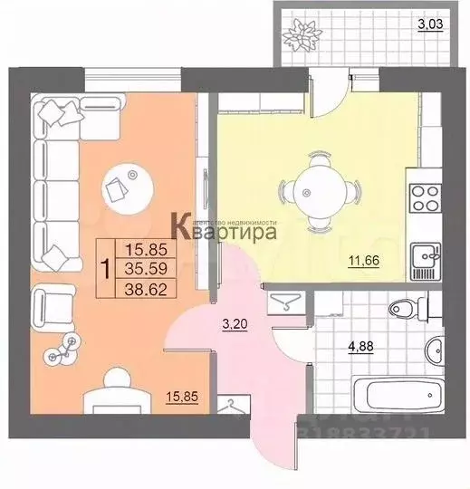 1-к кв. Смоленская область, Смоленск Краснинское ш., 26А (38.6 м) - Фото 1