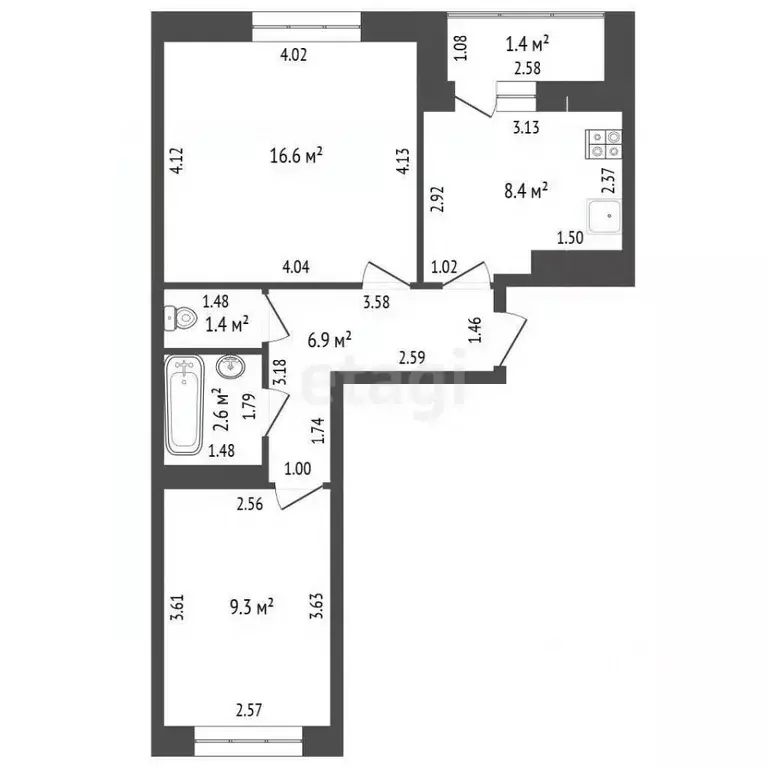 2-к кв. Тамбовская область, Тамбов Мичуринская ул., 331А (45.2 м) - Фото 2