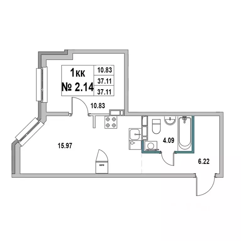 1-к кв. Ленинградская область, Выборг ул. 2-я Южная, 4 (37.11 м) - Фото 1