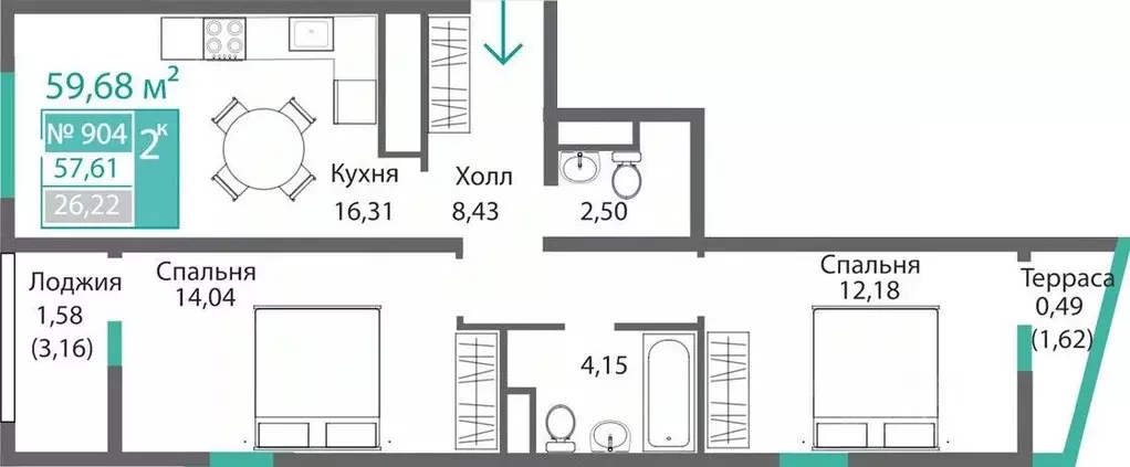 2-к кв. Крым, Симферополь Крымская роза мкр, Подсолнух жилой комплекс ... - Фото 0