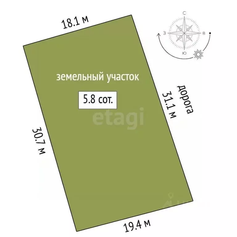 Участок в Тюменская область, Тюмень Ручеек СНТ, ул. Рябиновая (5.84 ... - Фото 1