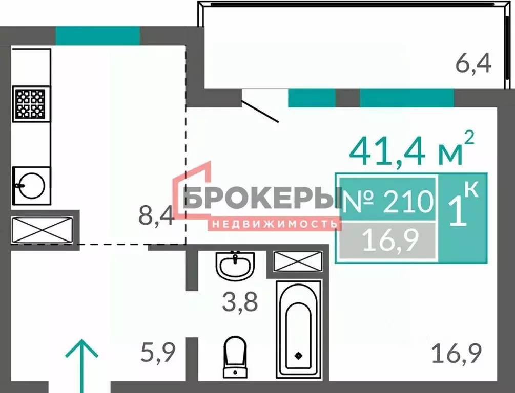 1-к кв. Крым, Евпатория ул. Симферопольская, 2Ц (41.4 м) - Фото 2