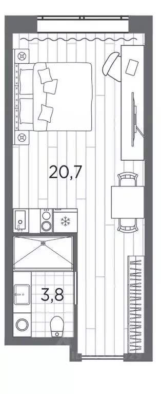 Студия Санкт-Петербург просп. Стачек, 62Е (24.5 м) - Фото 0