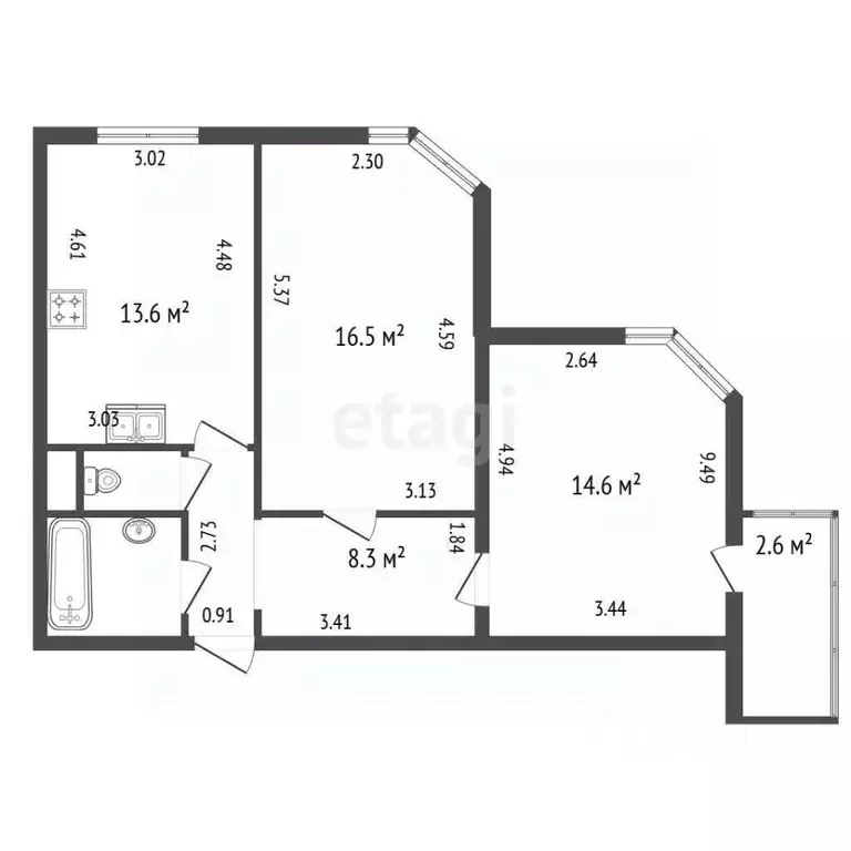 2-к кв. Санкт-Петербург Сиреневый бул., 10 (57.3 м) - Фото 2