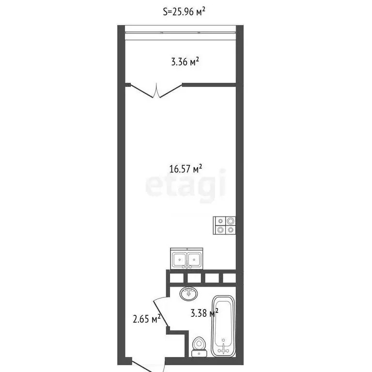 Квартира-студия: Тюмень, улица Павла Никольского, 10к1 (19 м) - Фото 1