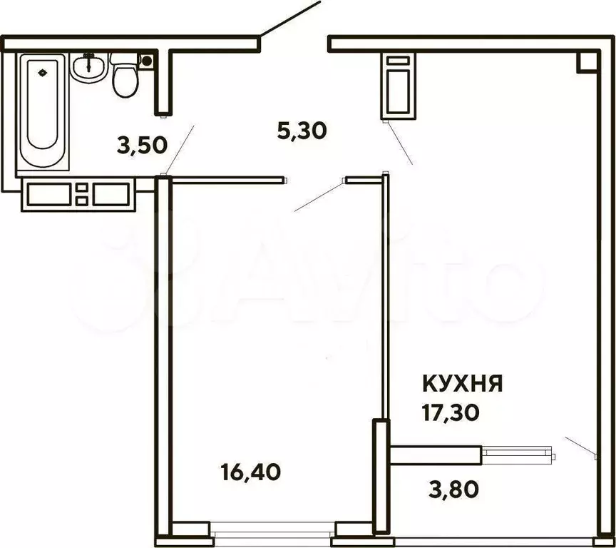 1-к. квартира, 42,5 м, 16/16 эт. - Фото 0