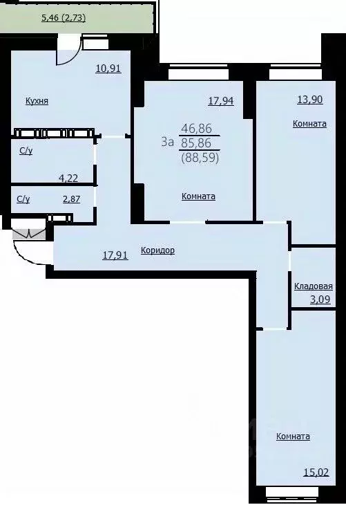 3-к кв. Ярославская область, Ярославль Красноборская ул., 38к2 (88.59 ... - Фото 1