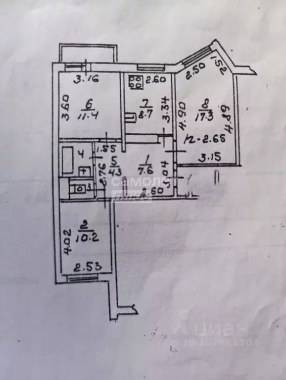 3-к кв. Липецкая область, Липецк ул. Катукова, 41 (63.1 м) - Фото 2
