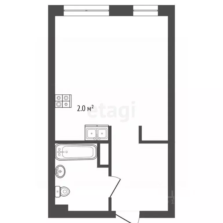Студия Тюменская область, Тюмень ул. Краснооктябрьская, 6 (33.7 м) - Фото 2