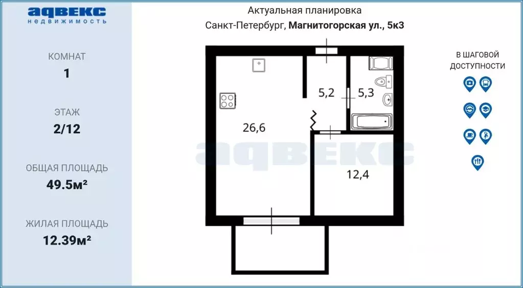 1-к кв. Санкт-Петербург Магнитогорская ул., 5к3 (49.5 м) - Фото 2