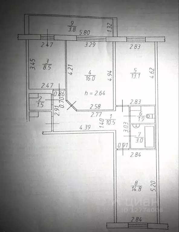 3-к кв. Татарстан, Набережные Челны просп. Фоменко, 72 (69.3 м) - Фото 2