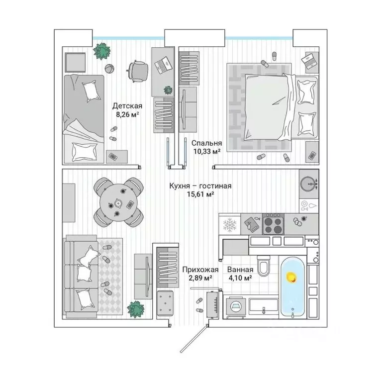 2-к кв. Приморский край, Владивосток ул. Нейбута (42.2 м) - Фото 1