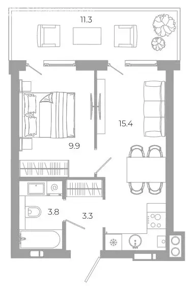 1-комнатная квартира: Астрахань, улица Космонавтов, 18С (45.7 м) - Фото 1
